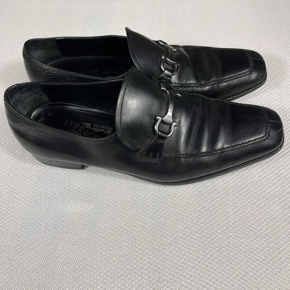 Salvatore Ferragamo Gregory Leather Shoes Size 9.5‎ 2E Made In Italy